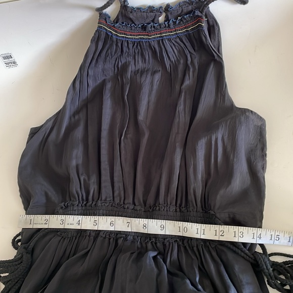 Joie Danit Halter Black Caviar Cotton Silk Blend Tiered Midi Dress size XS-S - Picture 7 of 9